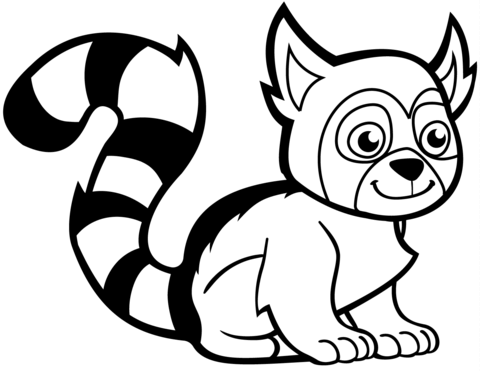 Funny Lemur Coloring Page